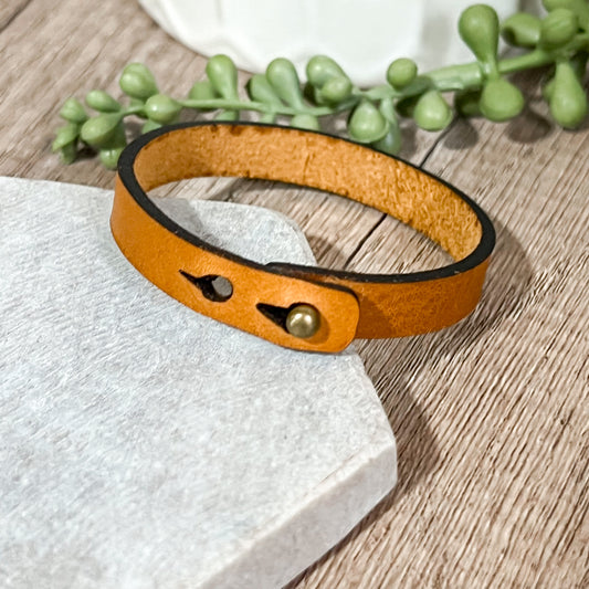 Thin Cross Leather Bracelet