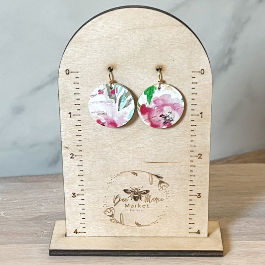 Watercolor Floral Round Earrings
