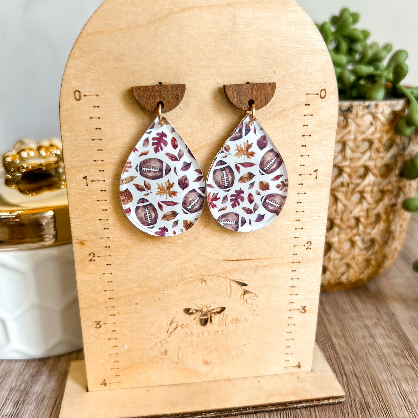 Fall Football Teardrop Earrings