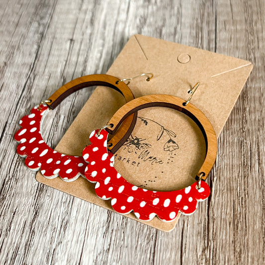 Polka Dot Genuine Leather Ruffle Arch Earrings