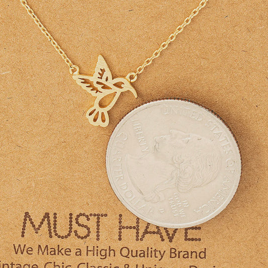 Dainty Gold Hummingbird Charm Necklace