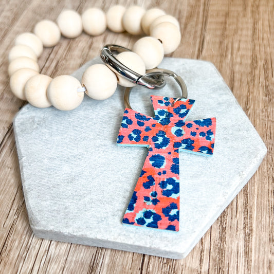 Wild Faith Cross Beaded Keychain