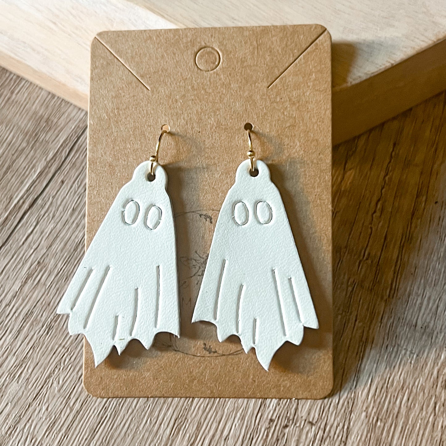White Embossed Boo-tiful Ghost Earrings
