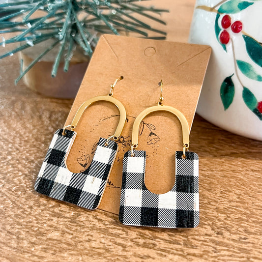 Luxe Buffalo Check Arch Earrings