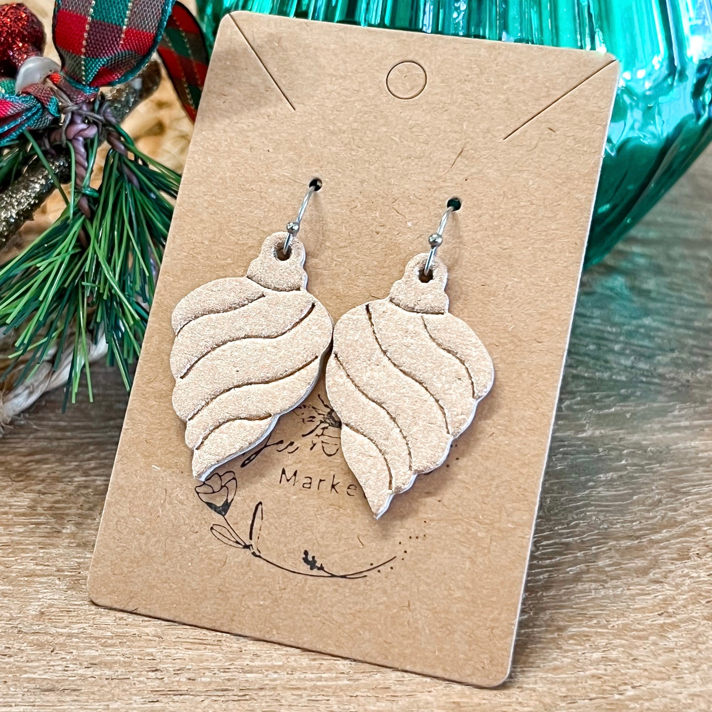 Rose Gold Swirl Embossed Ornament Earrings