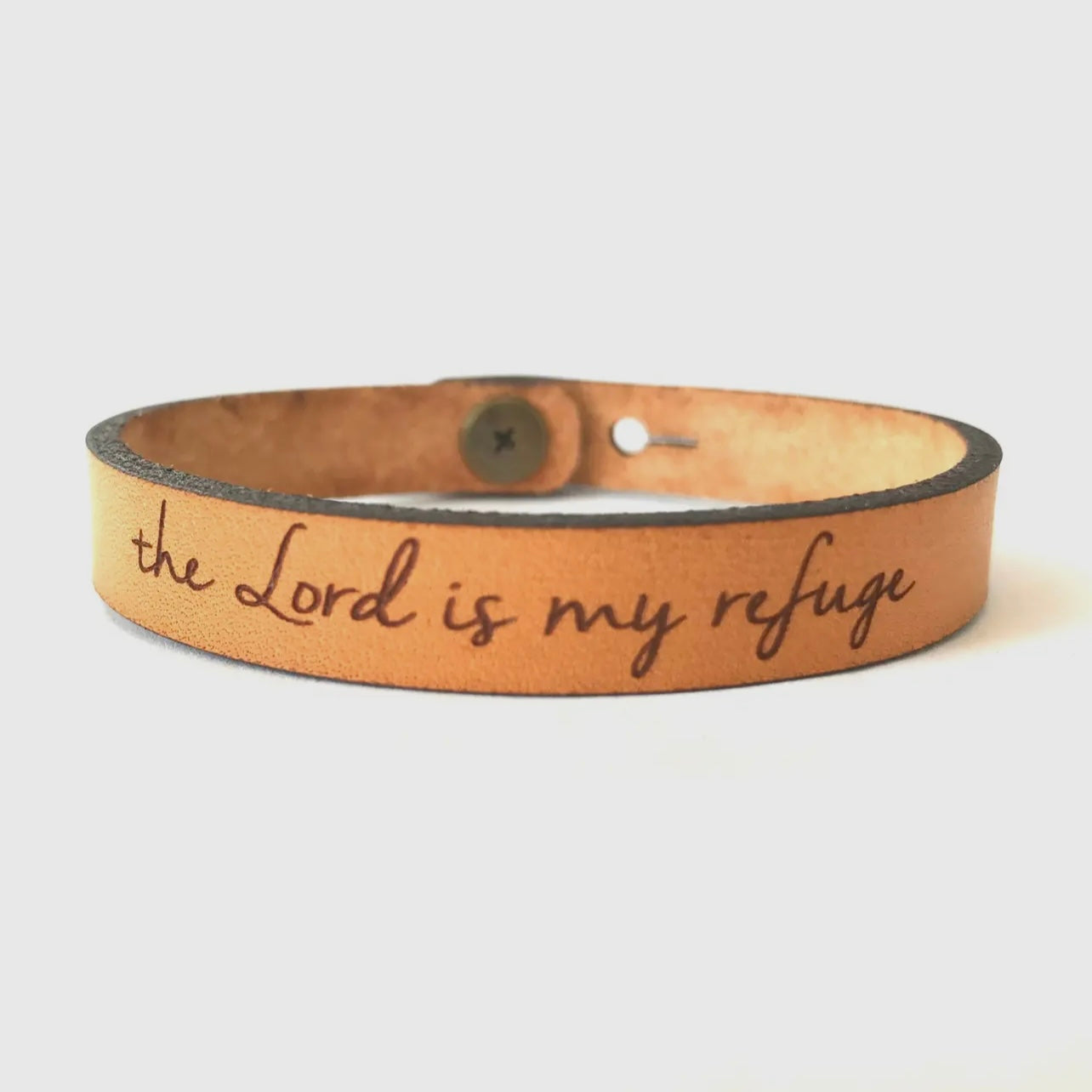 The Lord is My Refuge Leather Bracelet