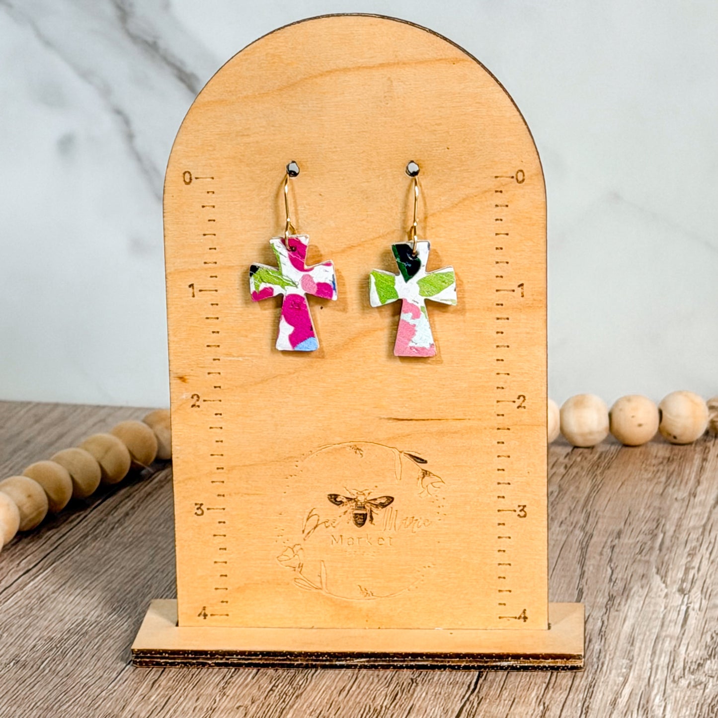 Bold Floral Petite Cross Earrings