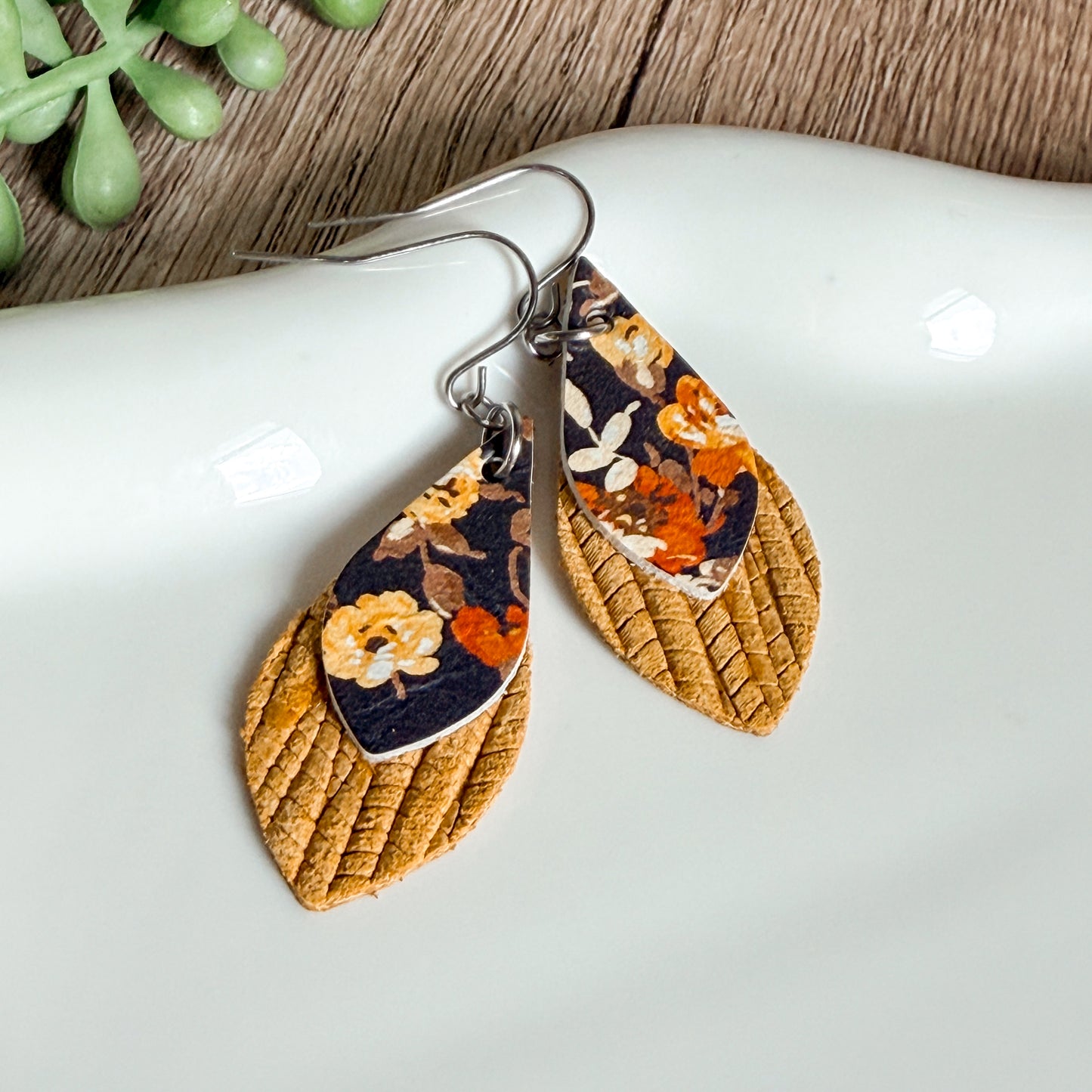Autumn Bloom Layered Teardrop Earrings