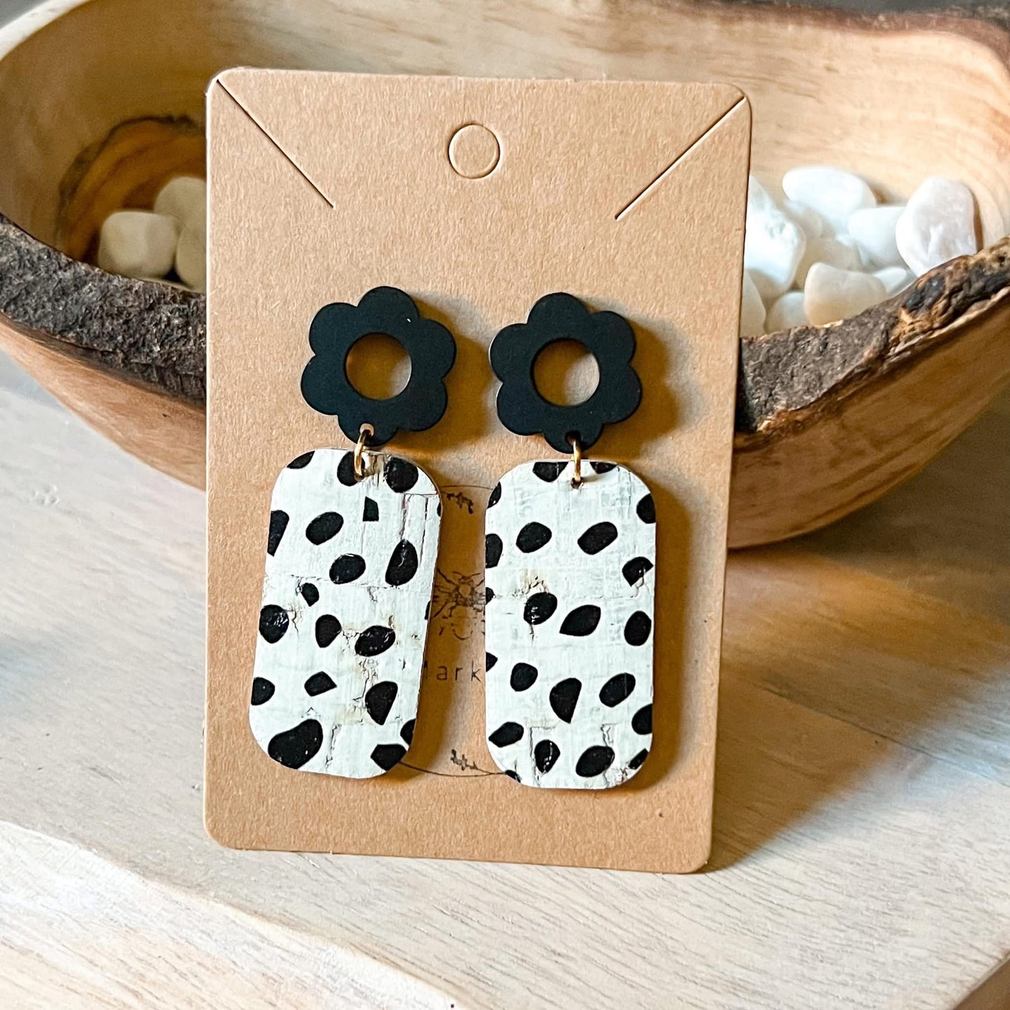 Dalmatian Barrel Earrings