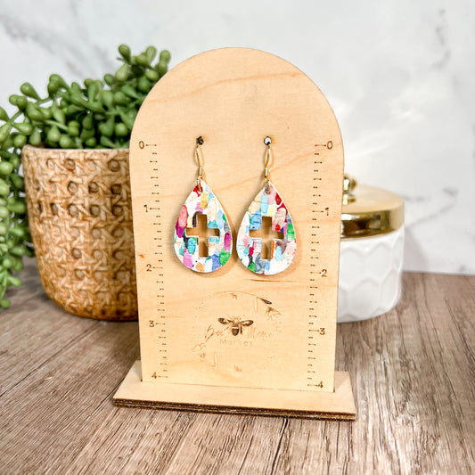 Confetti Cutout Cross Teardrops