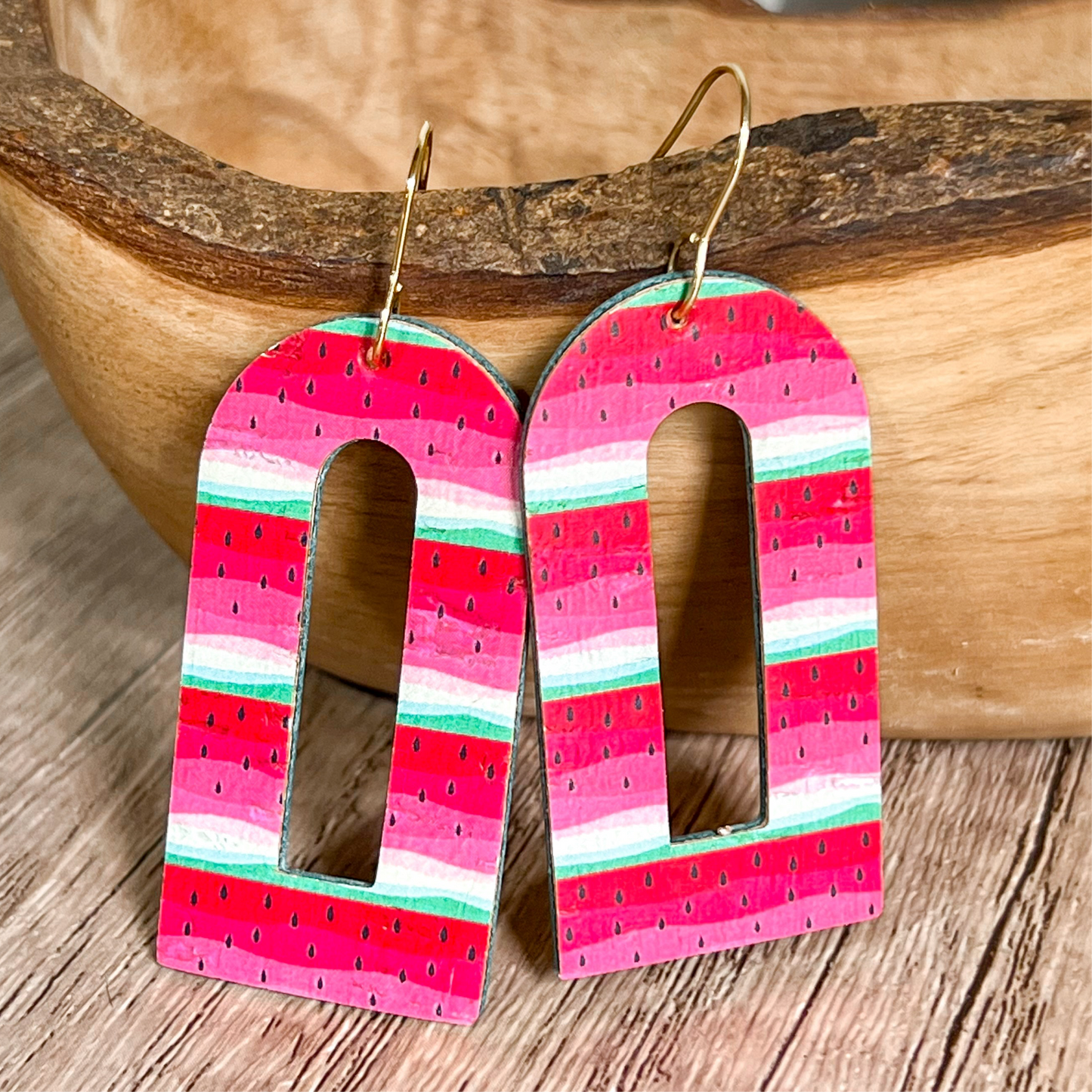 Watermelon Striped Arch Earrings