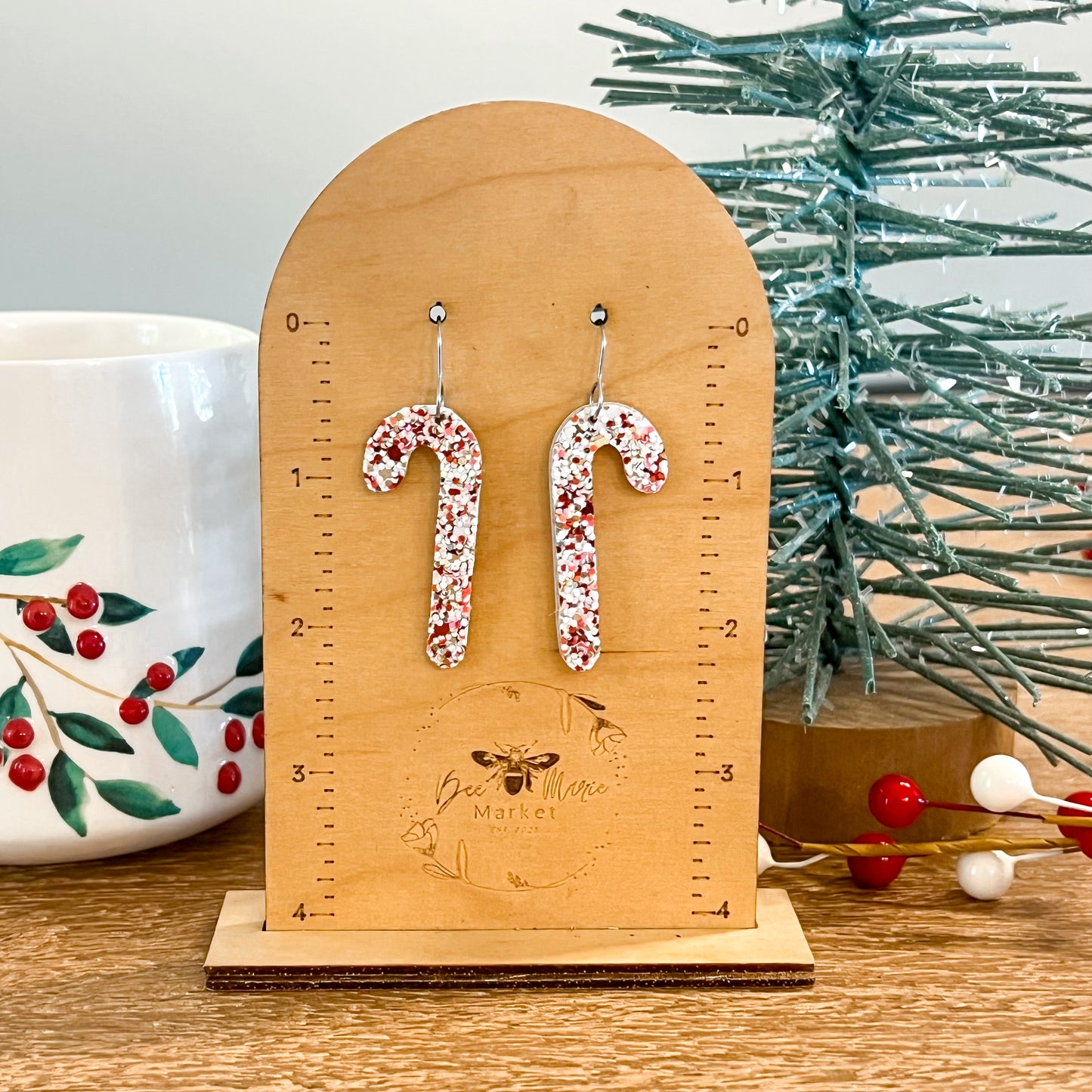 Candy Cane Glitter Earrings