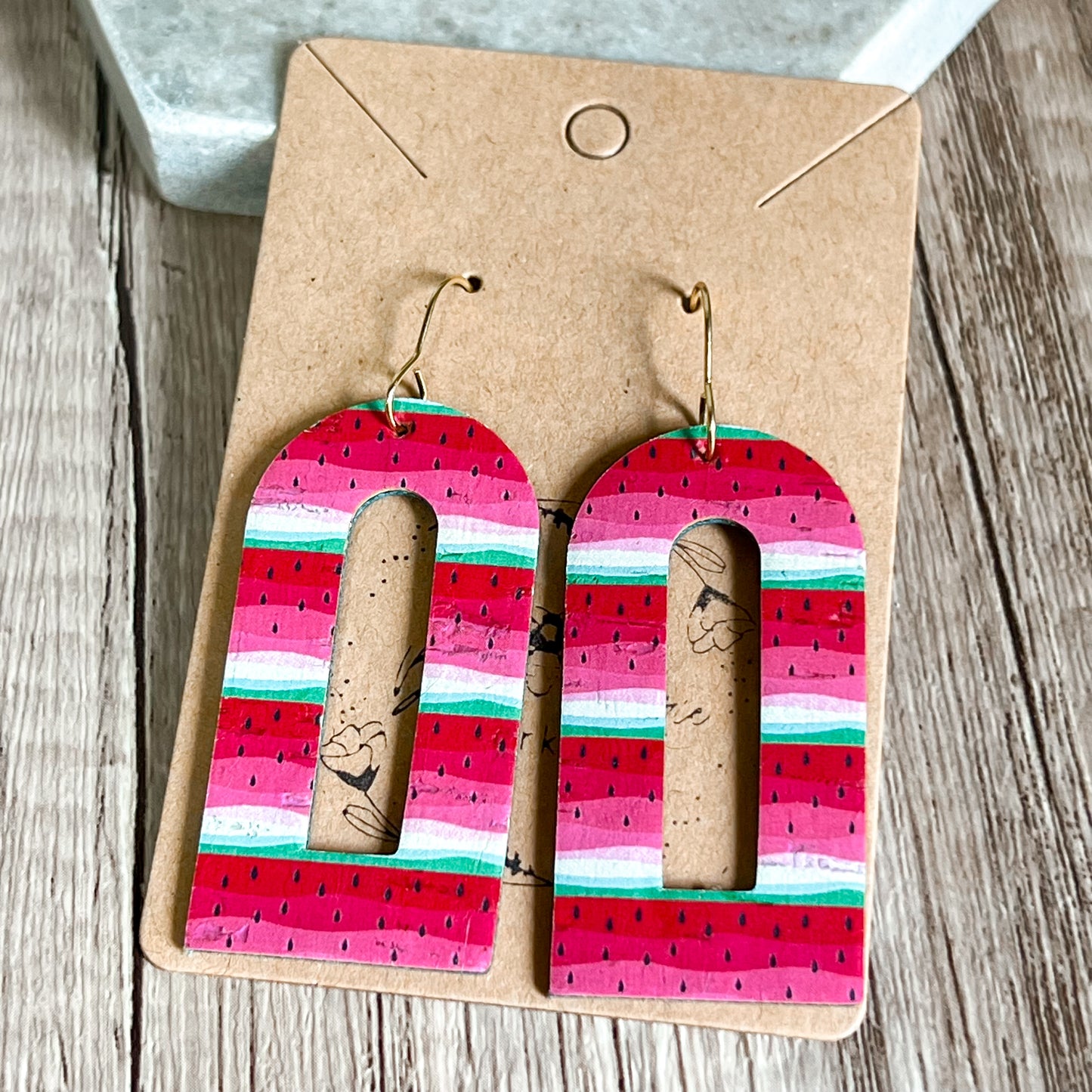 Watermelon Striped Arch Earrings