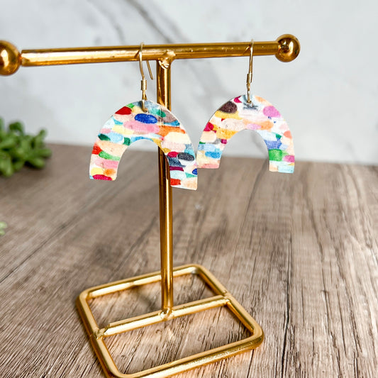 Rainbow Confetti Arch Earrings