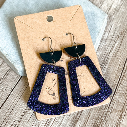 Grape Crackle Geo Hoops