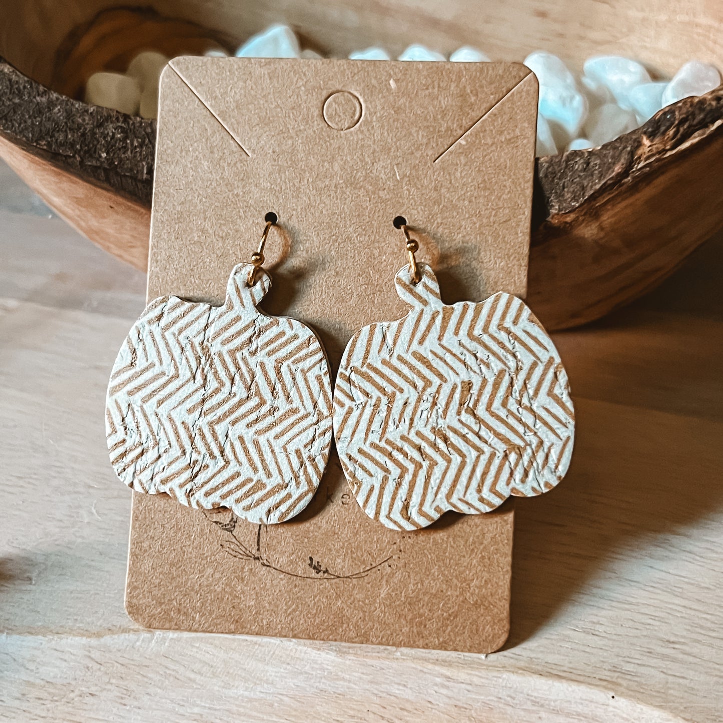 Honey Broken Chevron Pumpkin Earrings