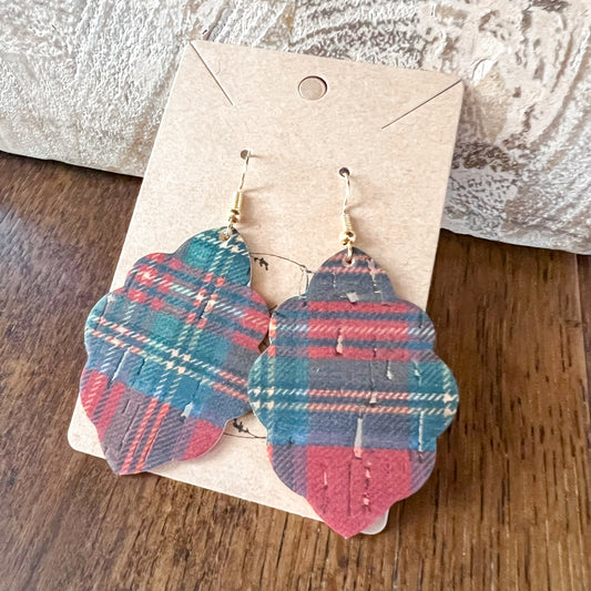 Holiday Plaid Ruffle Earrings