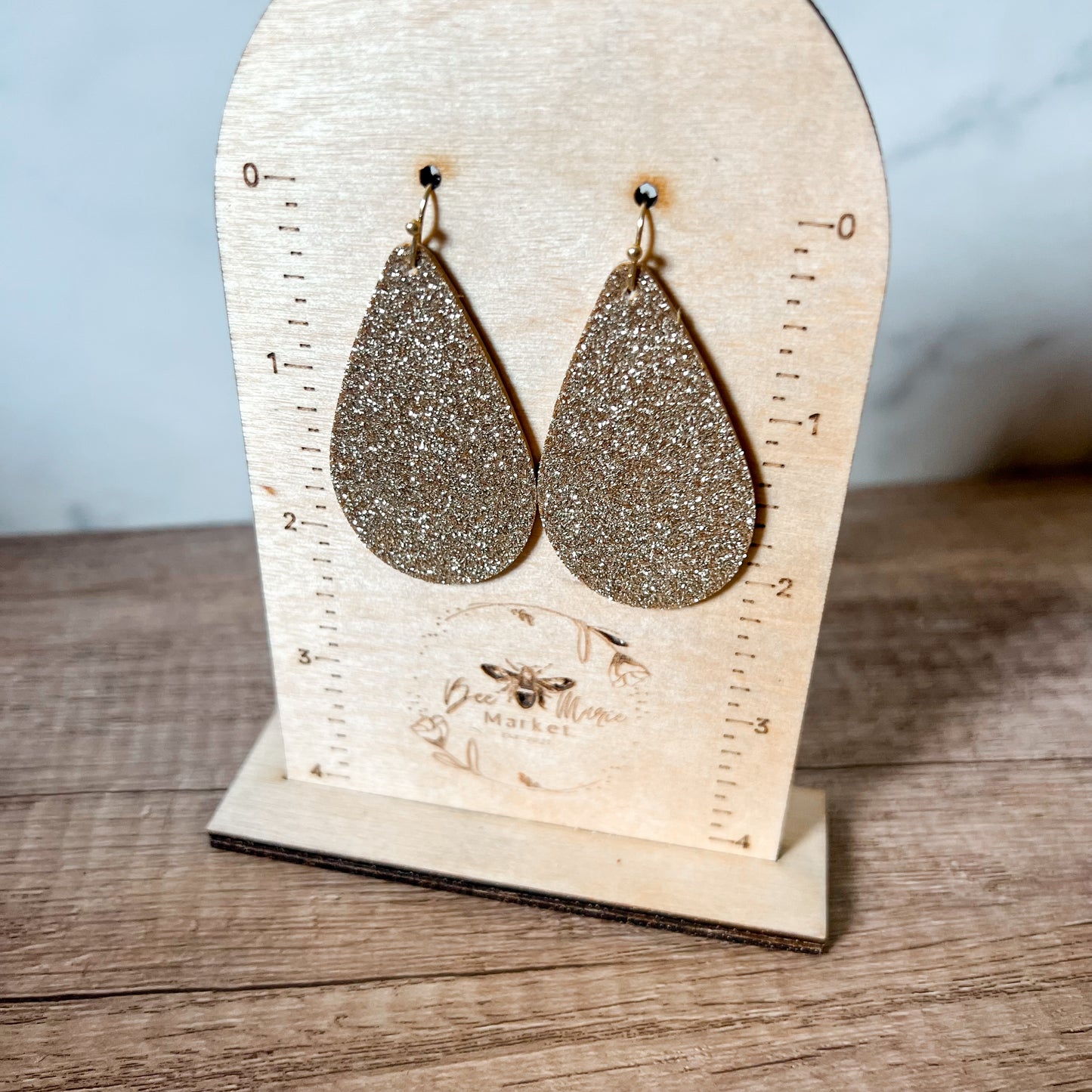 Greta Gold Glitter Teardrop Earrings