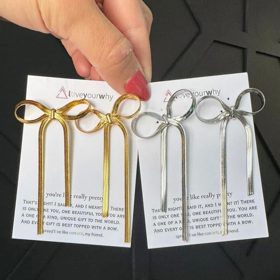Slouchy Silver Bow Earrings