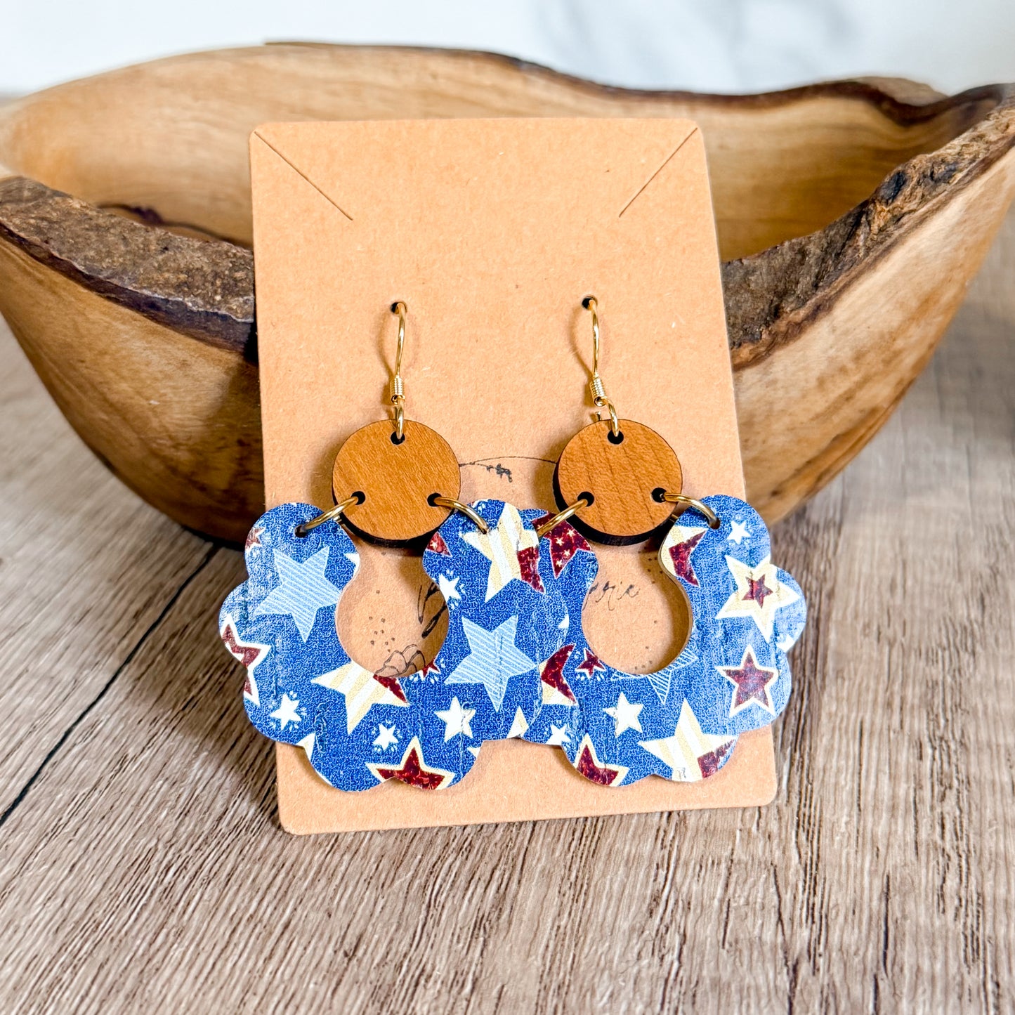 Patriotic Star Ruffle Hoop Earrings