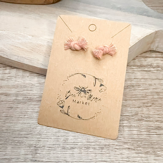Fringe Knot Stud Earrings - Mauve