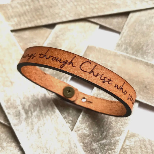 “I Can Do All Things Through Christ” Leather Bracelet