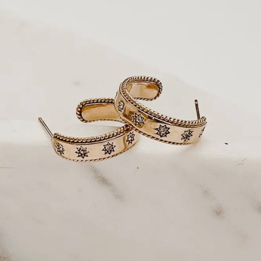 Waterproof Retro Star Hoop Earrings