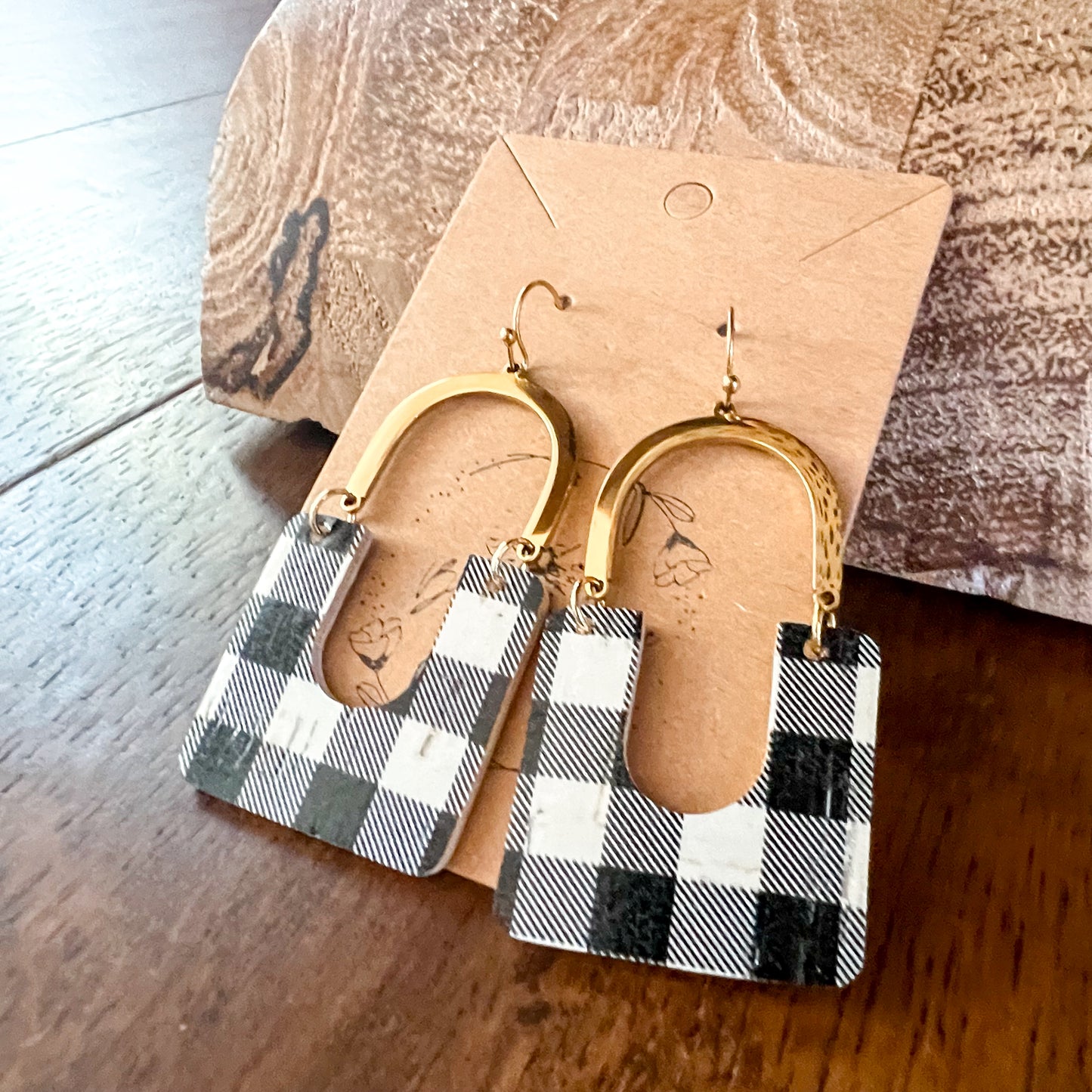 Luxe Buffalo Check Arch Earrings