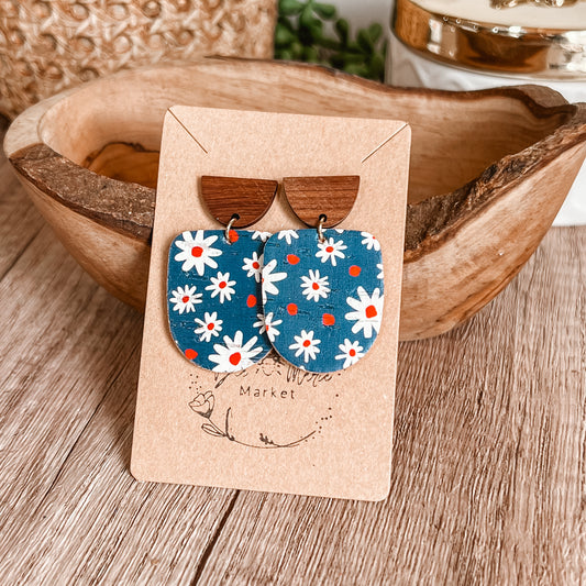 Red, White & Bloom Leather Earrings