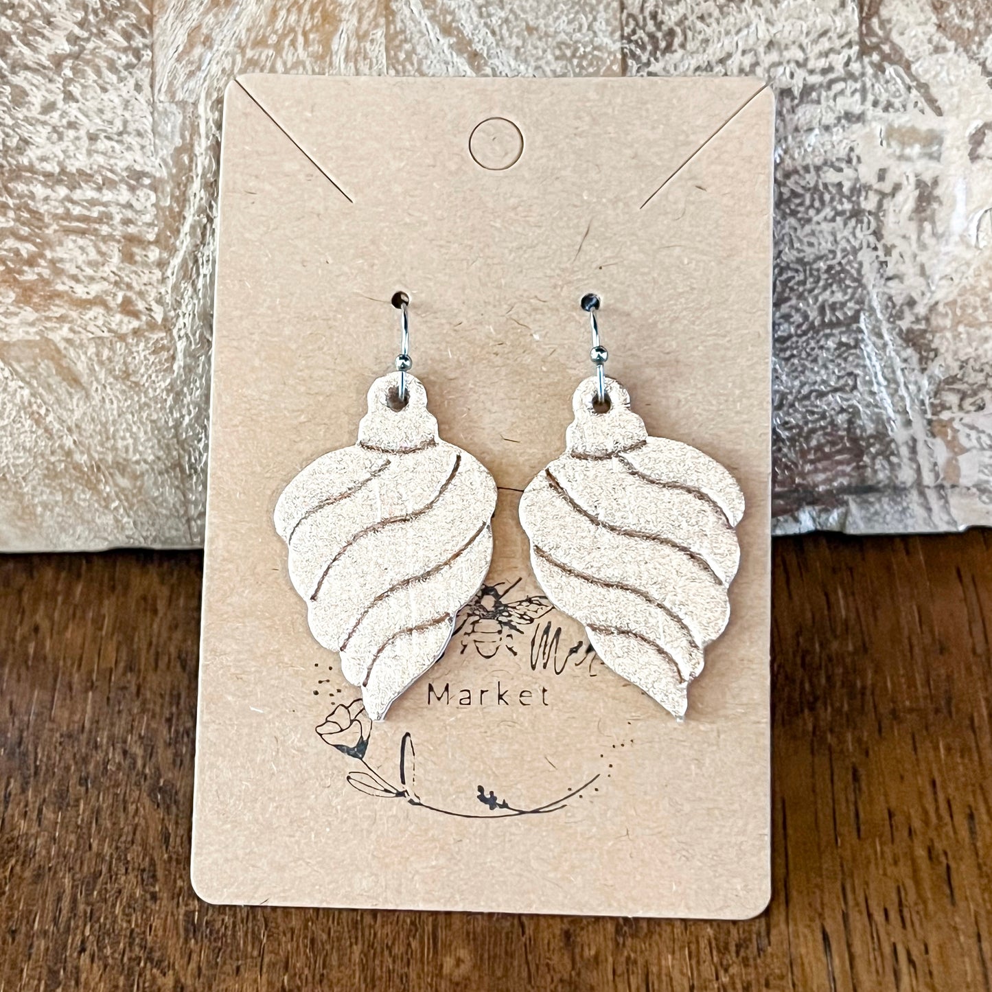Rose Gold Swirl Embossed Ornament Earrings