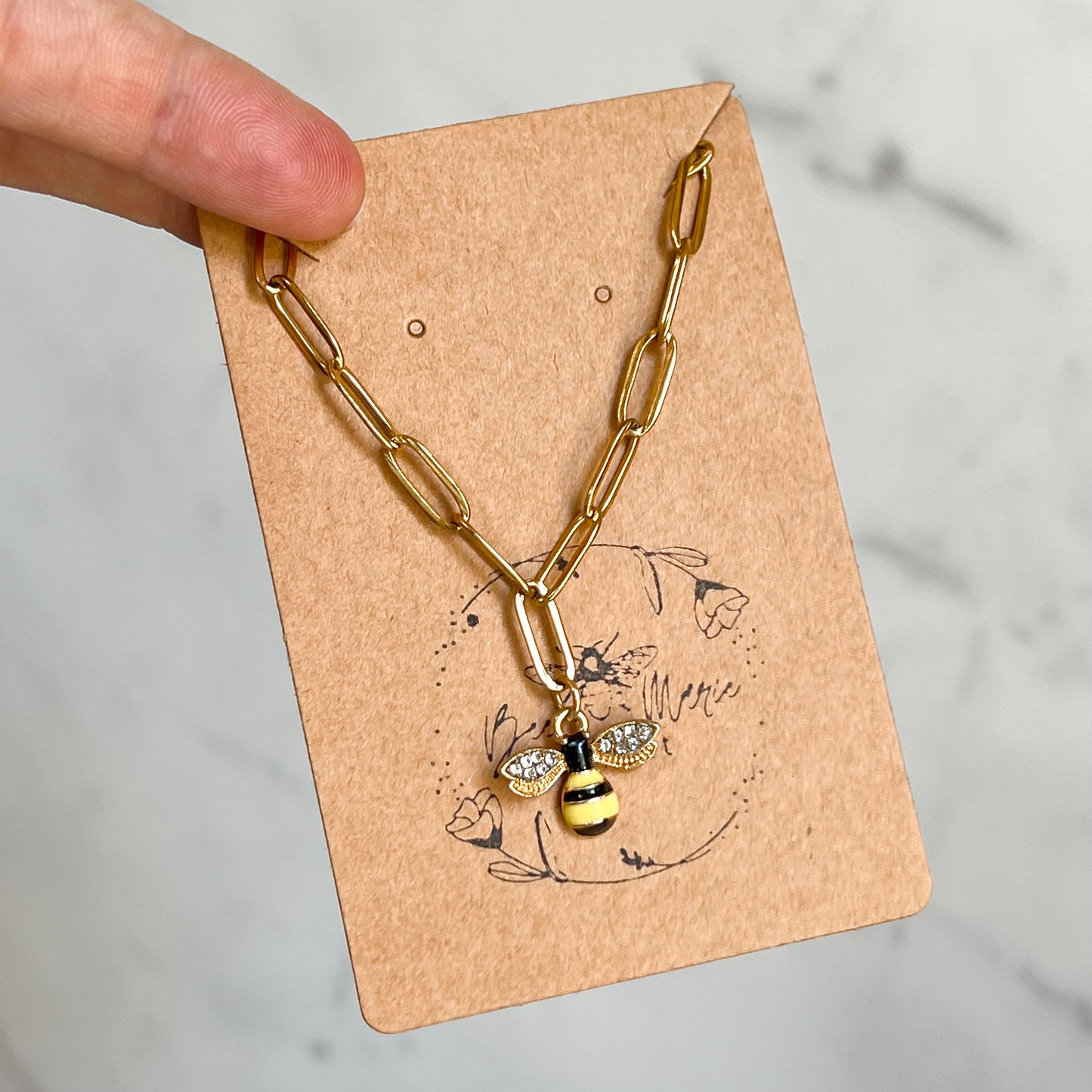 Bee Linked Charm Necklace