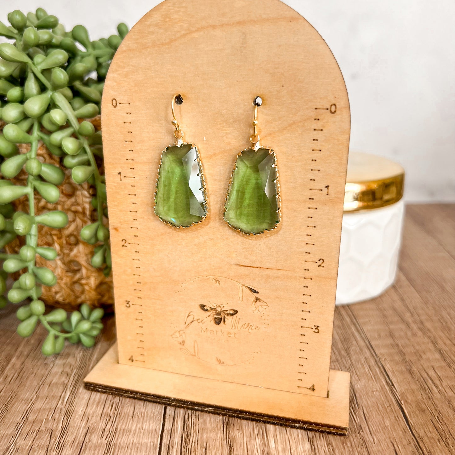 Lani Green Gemtone Drop Earrings