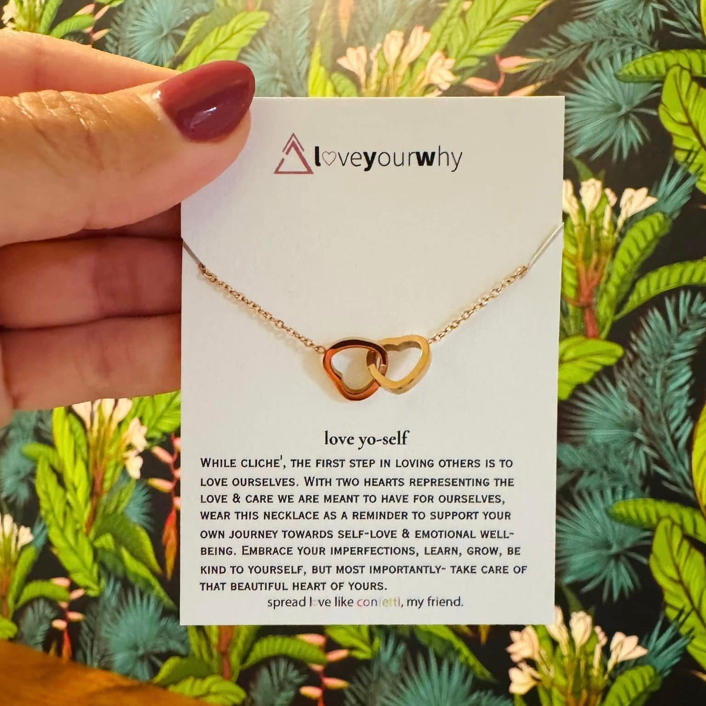 Gold Love Yourself Interlocking Hearts Necklace
