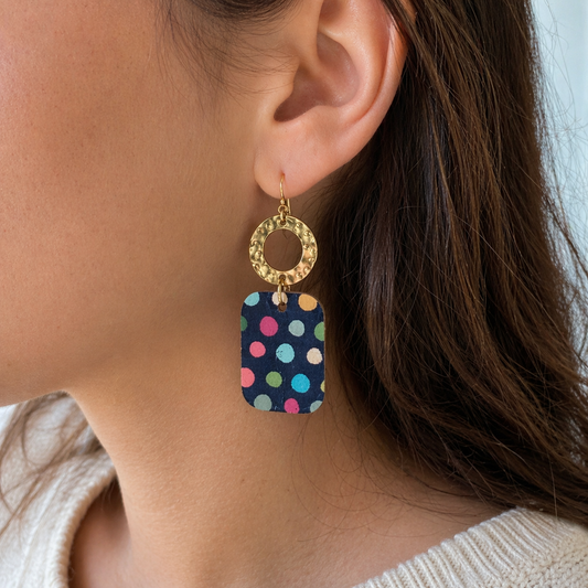 Confetti Dot Leather Drop Earrings