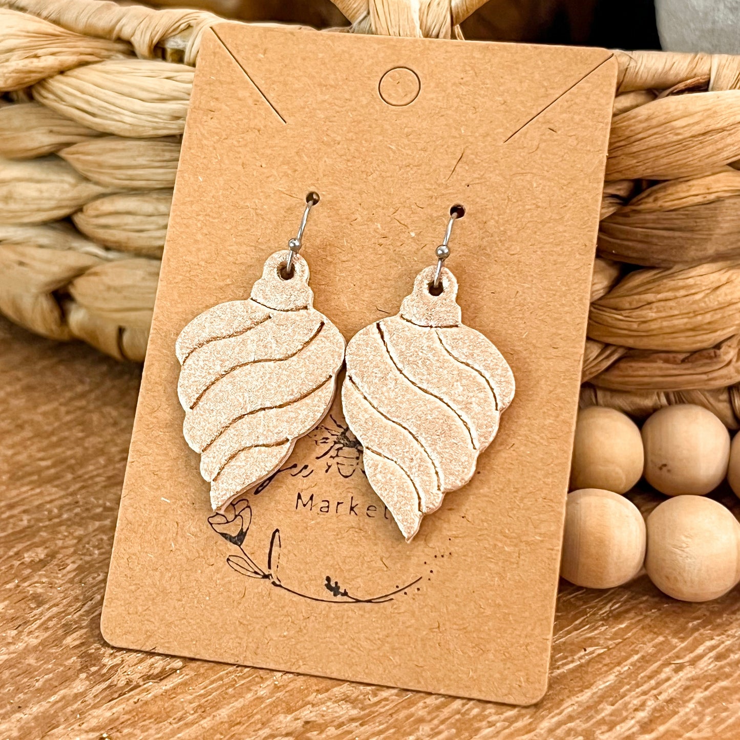 Rose Gold Swirl Embossed Ornament Earrings