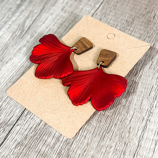 Brittney Red Leaf Drop Earrings