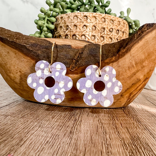Levendar Doodle Dot Flower Earrings