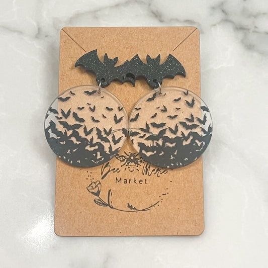 Glitter & Acrylic Bat Earrings