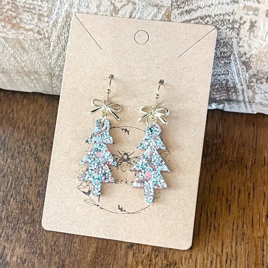 Romantic Glitter Skinny Christmas Tree Earrings