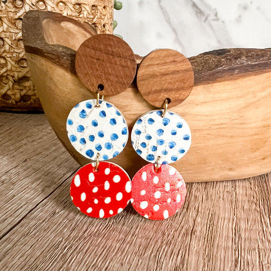 Red, White & Blue Polka Dot Tiered Drops