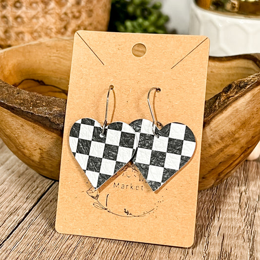 Classic Check Heart Earrings