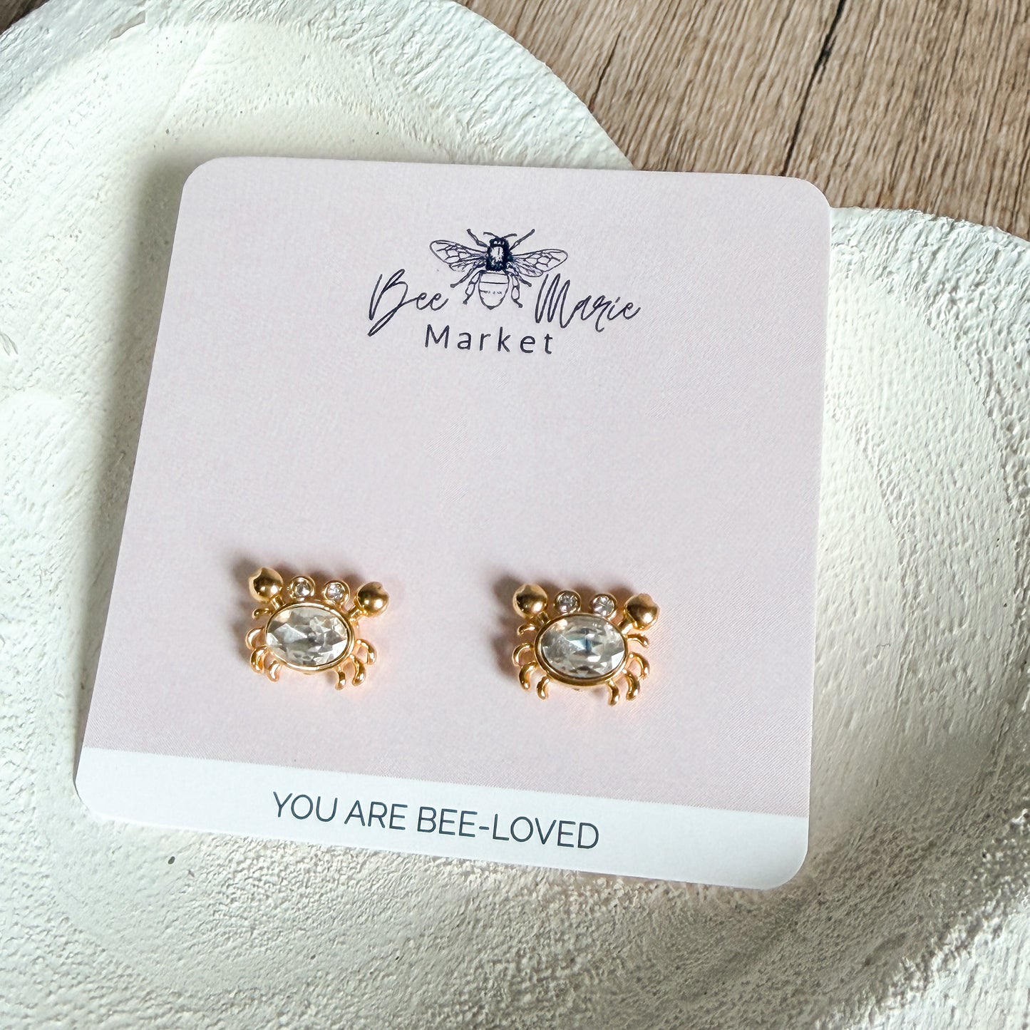 Sparkling Crab Waterproof Stud Earrings