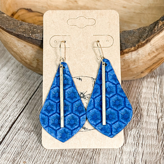 Navy Embossed Leather Teardrops