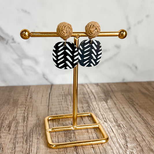 Livia Black Raffia Earrings