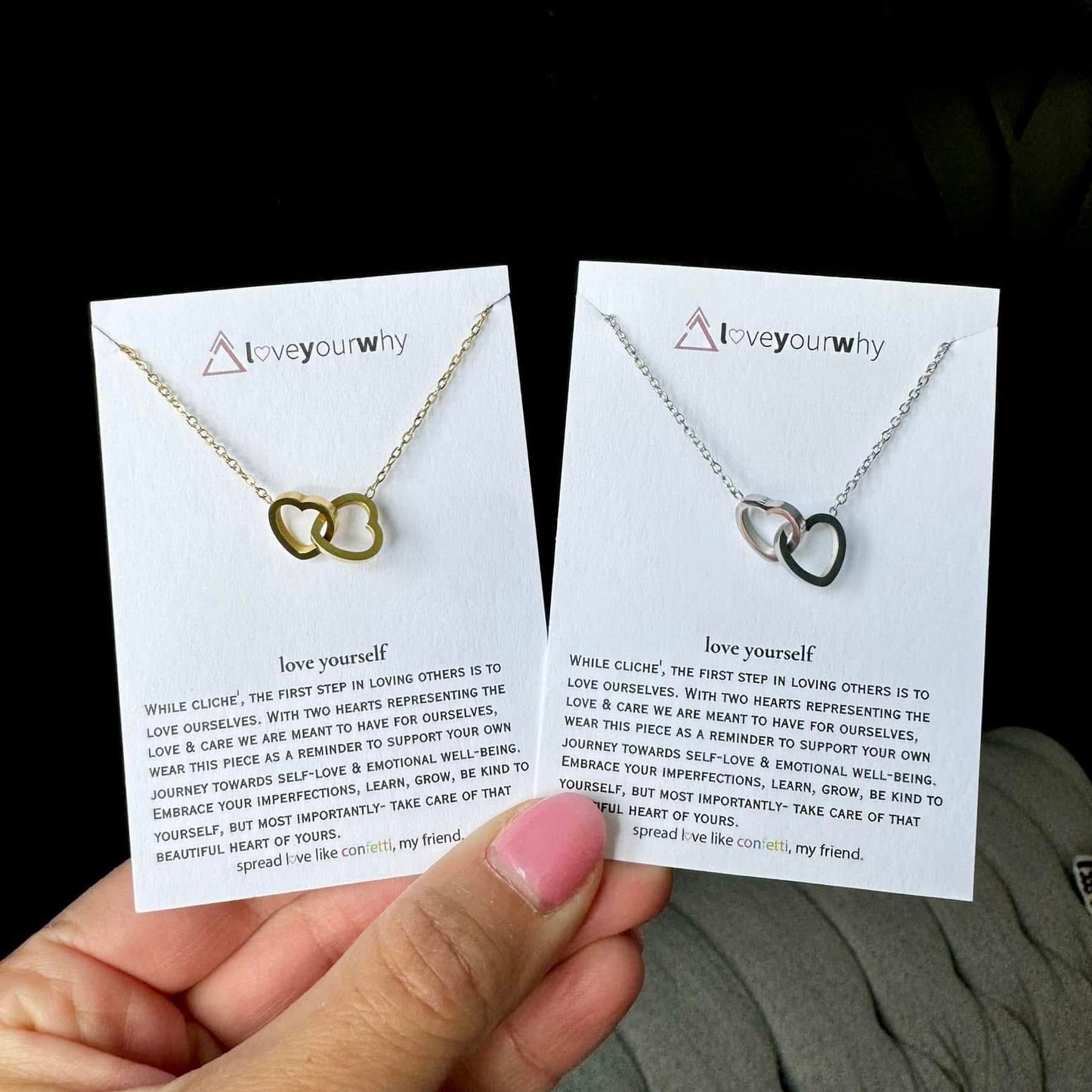 Gold Love Yourself Interlocking Hearts Necklace
