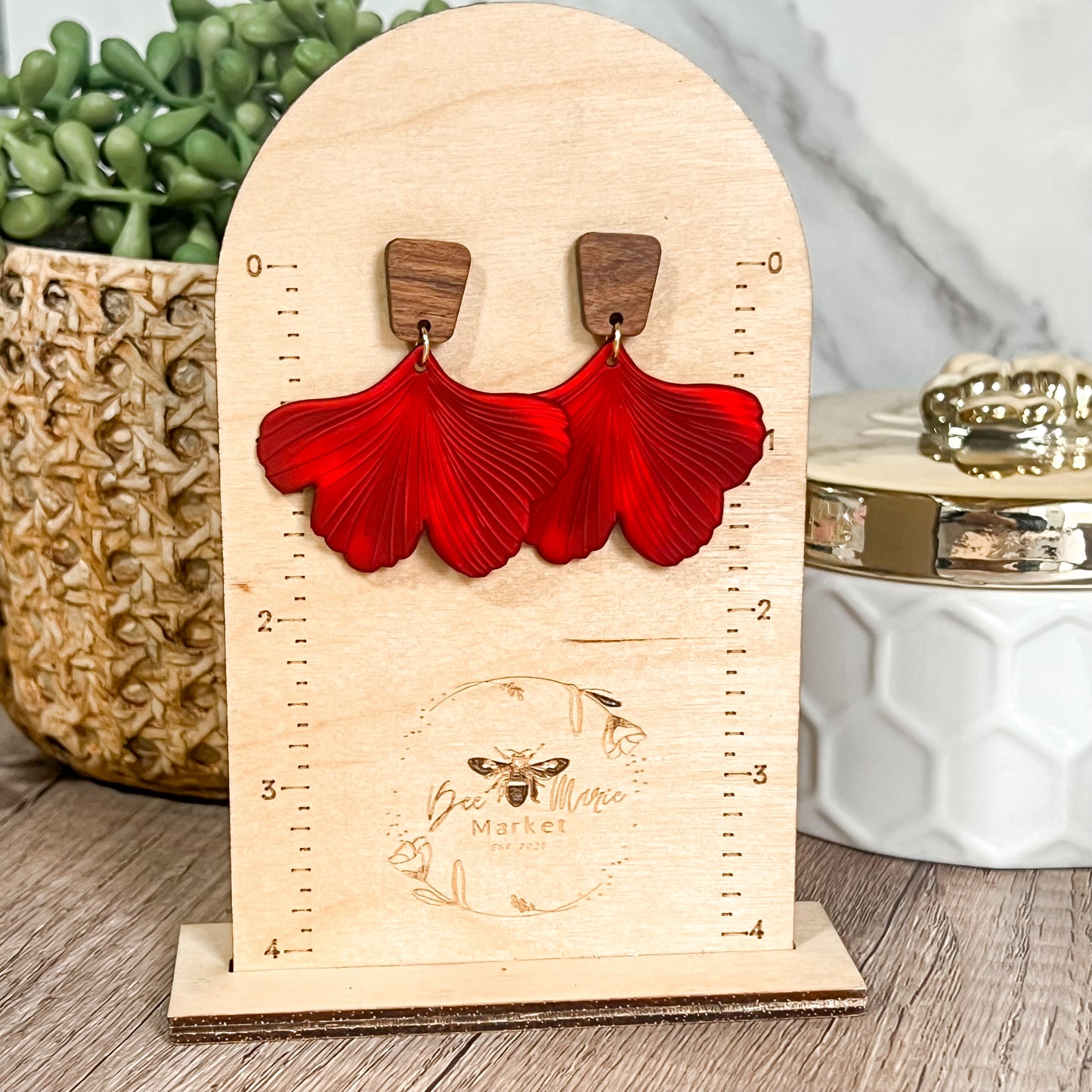 Brittney Red Leaf Drop Earrings