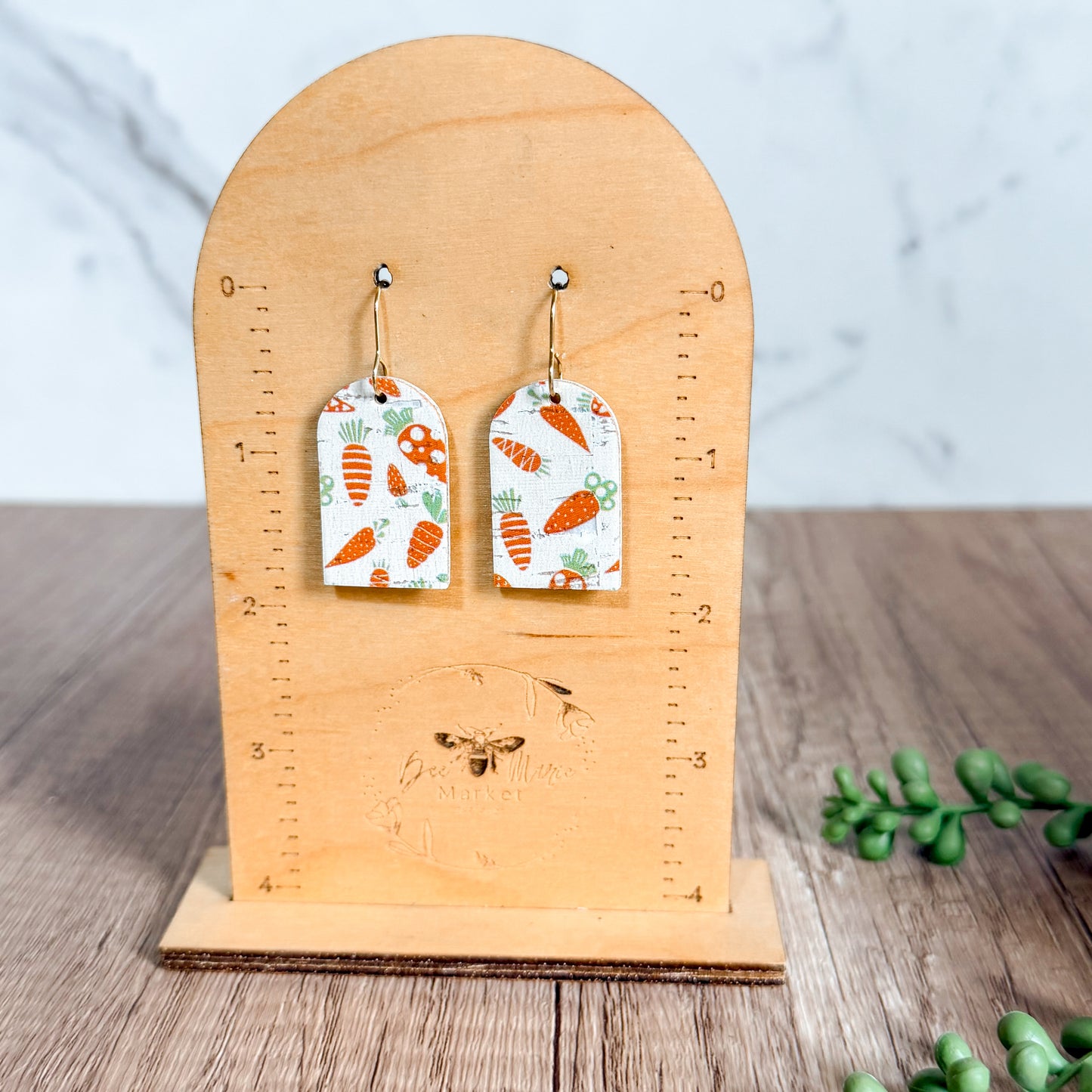 Carrot Patch Leather Earrings