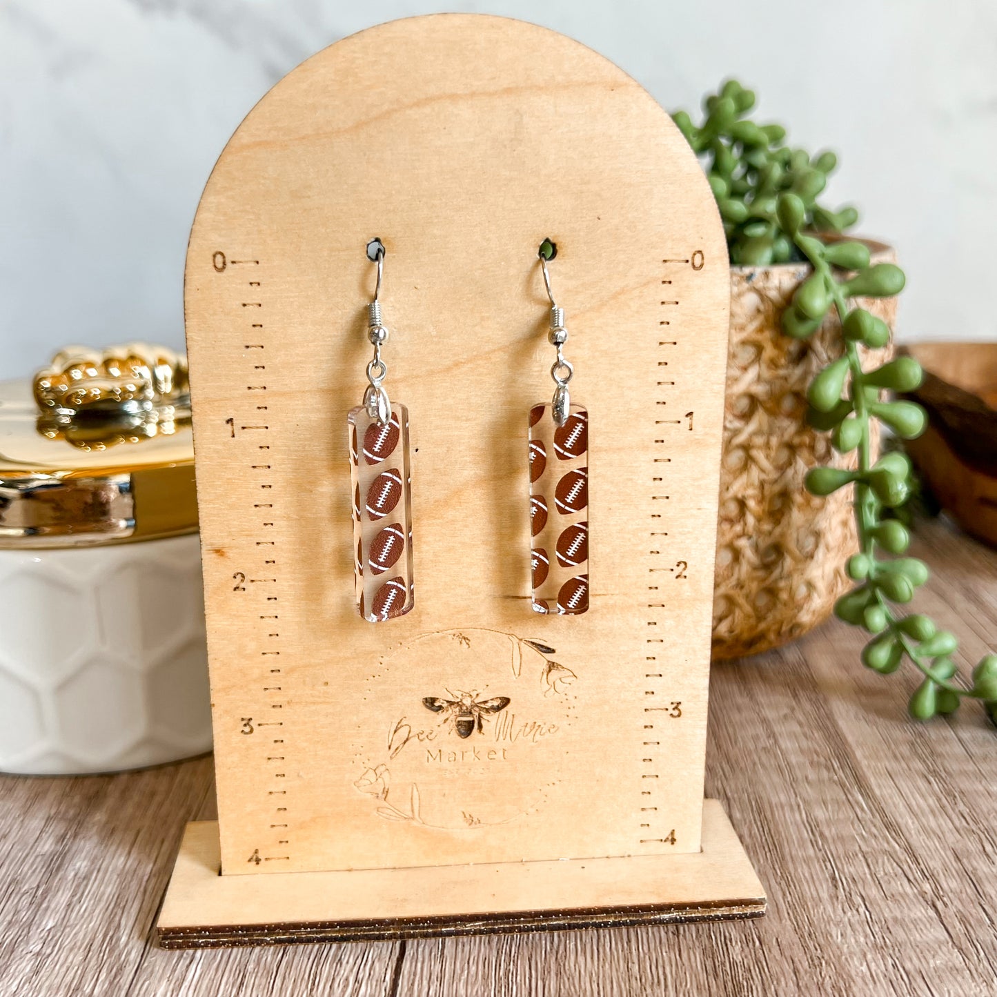 Game Day Football Bar Earrings