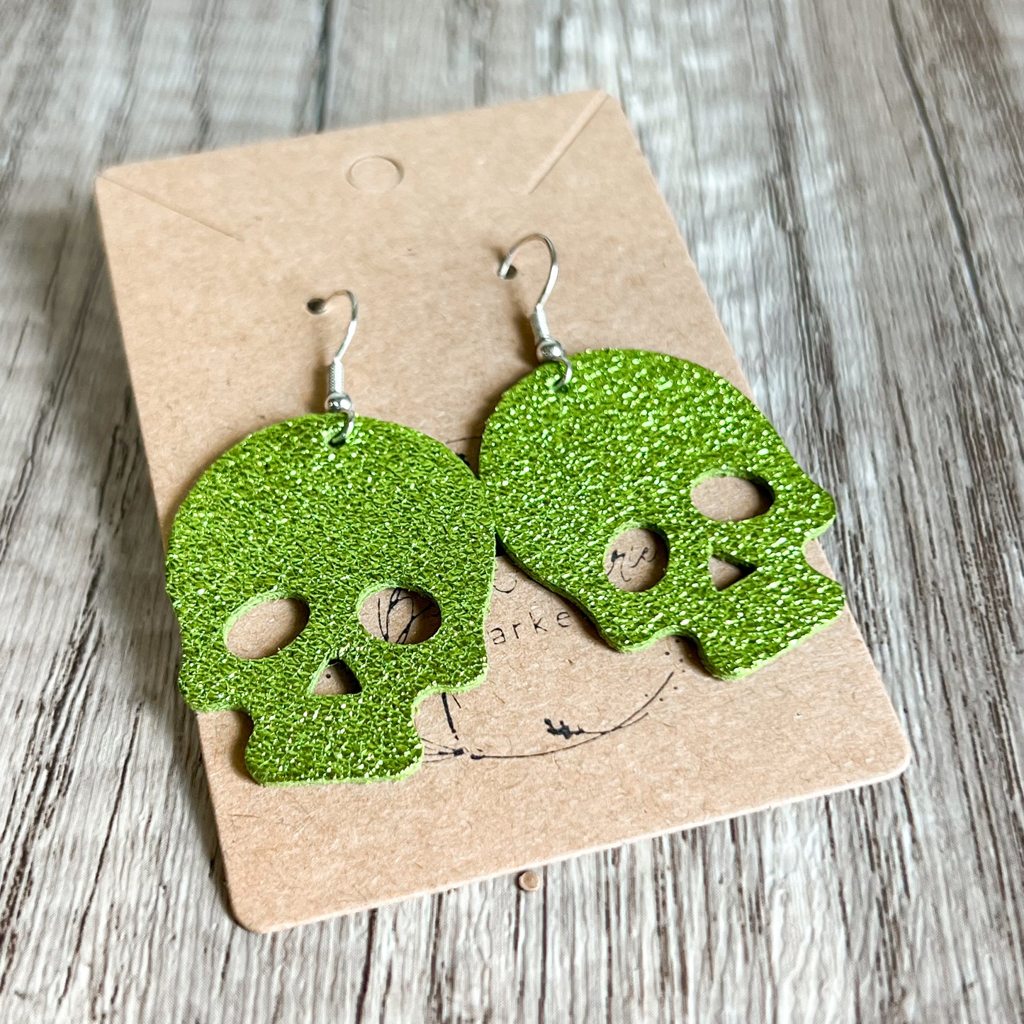Handmade Genuine Leather Skull Earrings