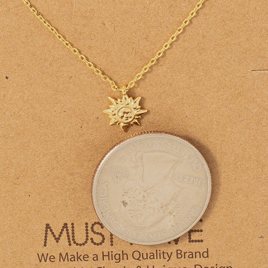 Dainty Gold Sun Charm Necklace